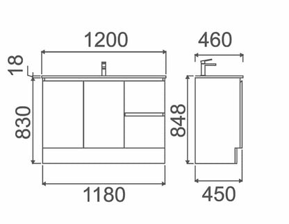 ROXIO Vanity - in 4 Sizes (750,900,1200,1500mm)