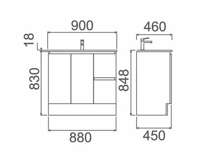 ROXIO Vanity - in 4 Sizes (750,900,1200,1500mm)