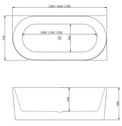 PIAZA Free Standing Corner Bathtub - Left or Right hand side - 2 size (1500mm,1700mm)