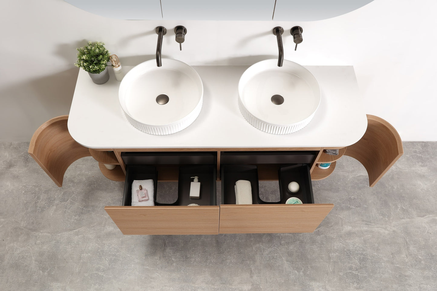 MILAN Wall Hung Vanity - in 3 Sizes with Stone Top