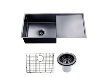 Gun Metal Grey Hand-made Single Bowl Kitchen Sink(Round Edges)