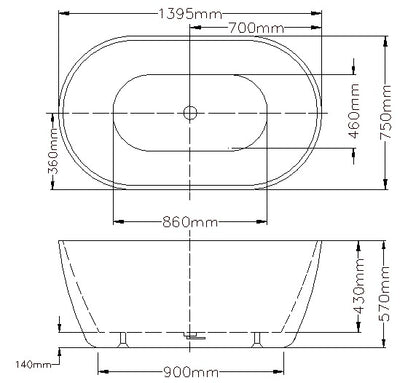 OLIVIA Freestanding Bathtub - 6 Sizes Available.