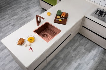 Rose Gold PVD Stainless Steel Handmade Single Bowl Sink for Flush Mount and Undermount