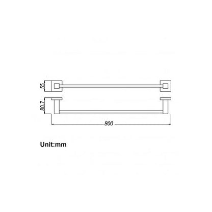 BLAZE Single Towel Rail 800mm