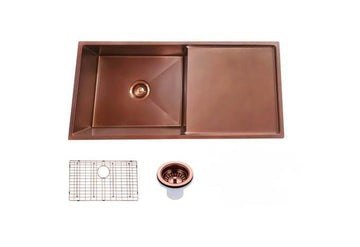 Rose Gold Hand-made Single Bowl Kitchen Sink(Round Edges)
