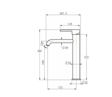 Lucid Pin Series Tall Basin Mixer  Bathroom Basin Mixer