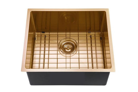 Brushed Yellow Gold Hand-made Single Bowl Kitchen Sink(Round Edges)