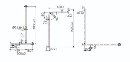 MOBI CARE L Shape with Extension Shower Grab  rail