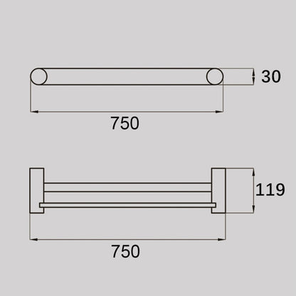 VIVO Double Towel Rail 750mm