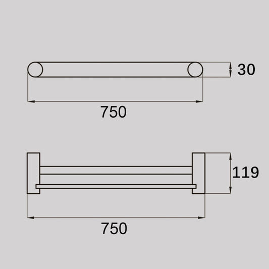 VIVO Double Towel Rail 750mm