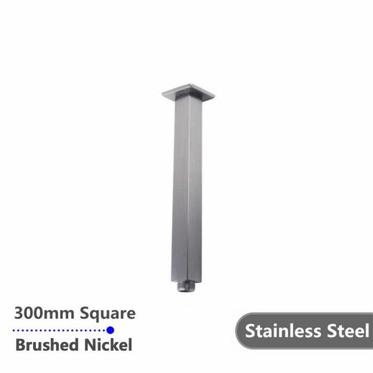 Square Brushed Nickel Ceiling Shower Arm 300mm  Shower Arm