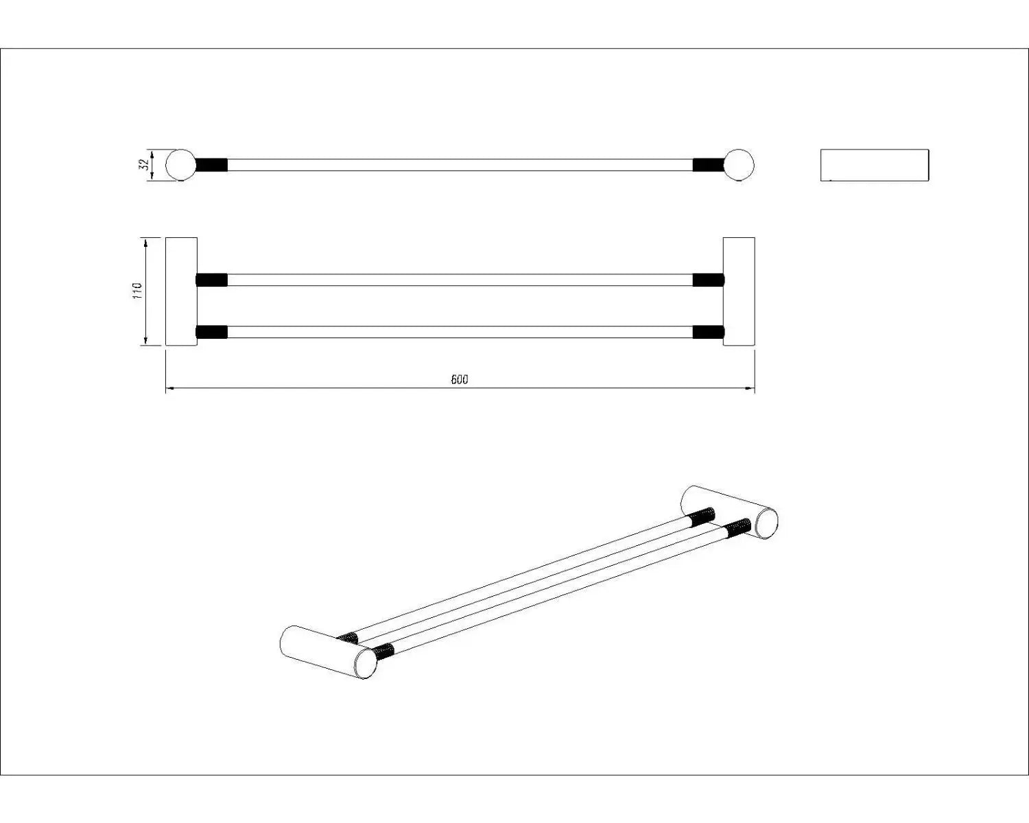 CADDENCE Series Double Towel Rail 600mm, 800mm 