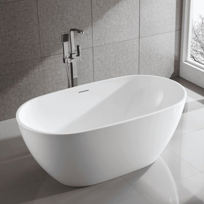 Aqua 1500mm Overflow Freestanding Gloss White Bathtub  Bathtub
