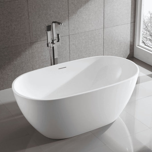 Aqua 1500mm Overflow Freestanding Gloss White Bathtub  Bathtub