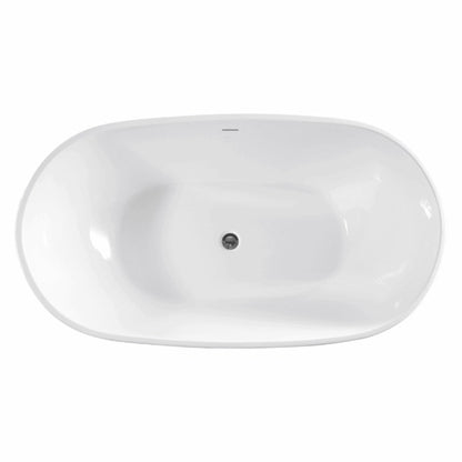 Aqua 1500mm Overflow Freestanding Gloss White Bathtub  Bathtub