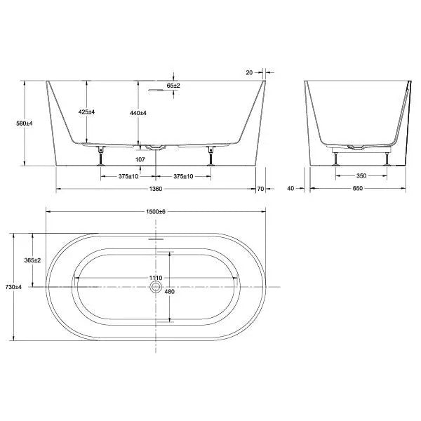 Adore Freestanding Bathtub - Available in 3 Sizes