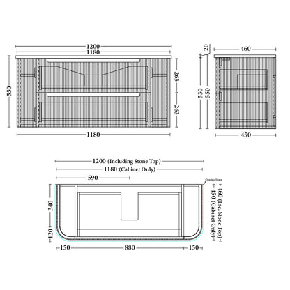 ALMERE Wall Hung Vanity - 4 Sizes Available