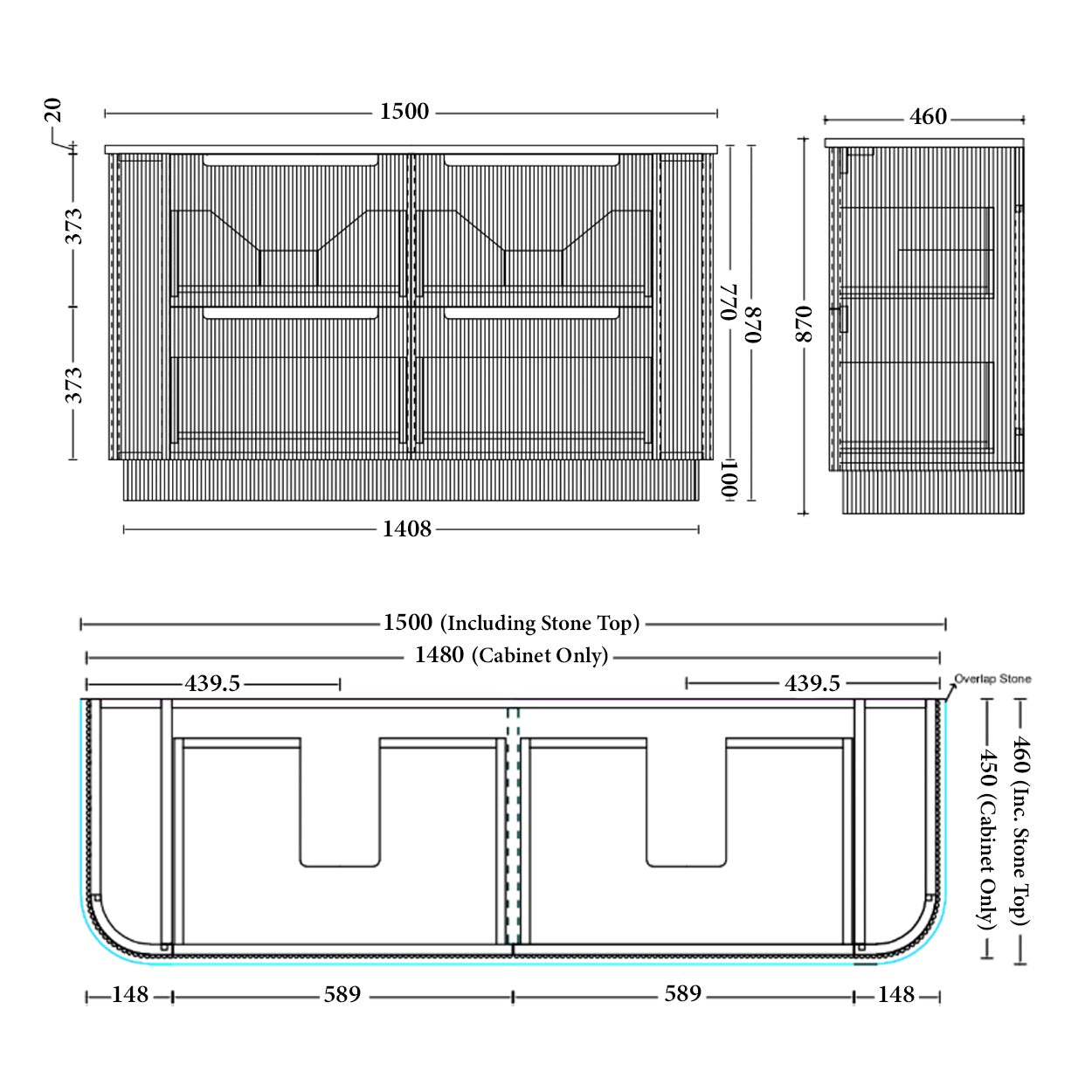 ALMERE Freestanding Vanity-  4 Sizes Available