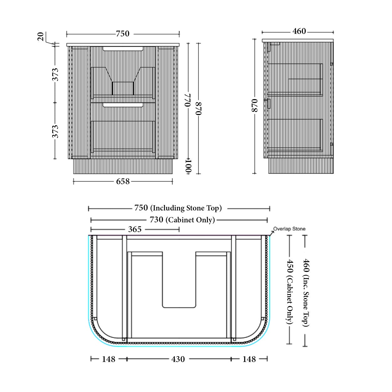 ALMERE Freestanding Vanity-  4 Sizes Available