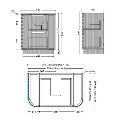 ALMERE Freestanding Vanity-  4 Sizes Available