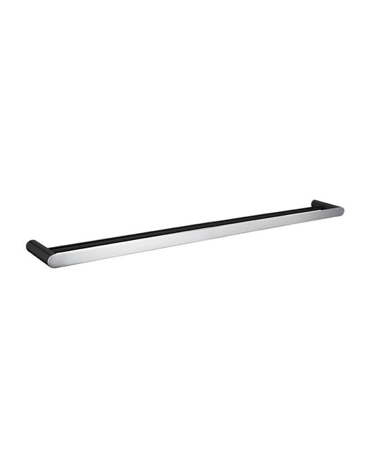 RUSHY Black and Chrome Double Towel Rail - 600mm , 800mm