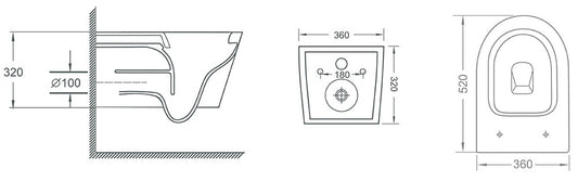 BERTON Wall Hung Rimless Toilet Pan