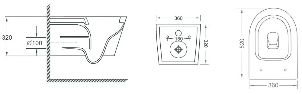 BERTON R&T Wall Hung Rimless Pan and in wall cistern Package