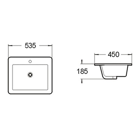 BA110 —  Rectangular design Drop-in Basin