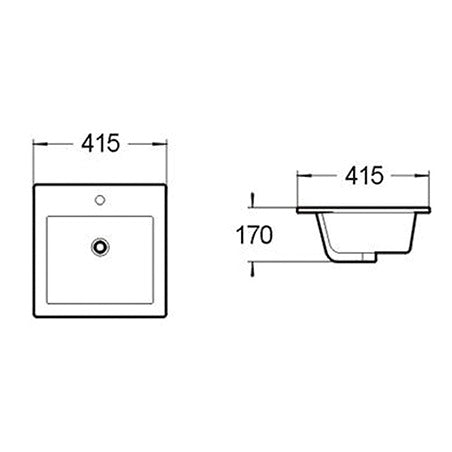 BA120 — Sleek Square design Drop-in Basin