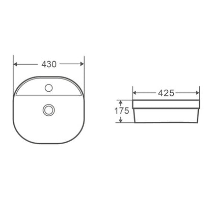 BA330 — Unique Curved Square design Drop-in Basin