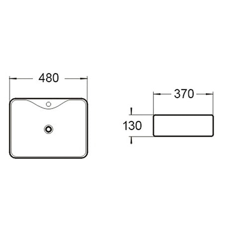 BA430 — Above Counter Basin - Sleek Rectangular Design with Soft Edges