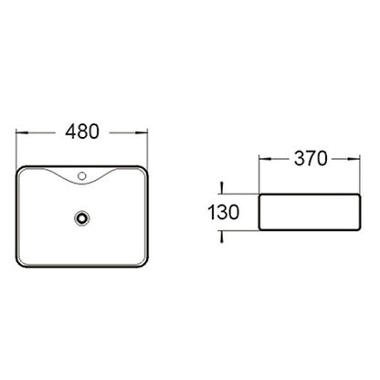 BA430 — Above Counter Basin - Sleek Rectangular Design with Soft Edges