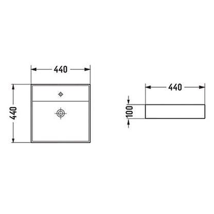 BA450 — Above Counter Basin - Sleek Square Design - in Gloss and Matte White Finish