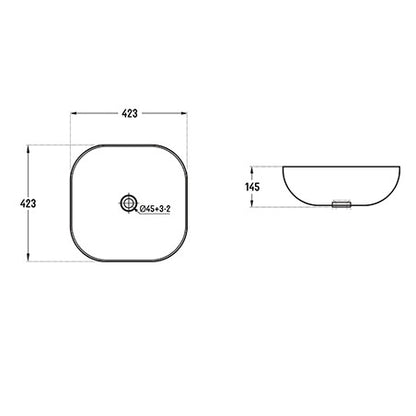 BA500 — Unique curved square shape Above Counter Basin
