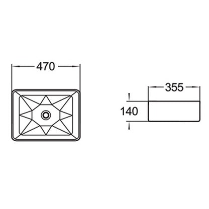 BA560 — Above Counter Basin - Rectangular Design with Soft Edges