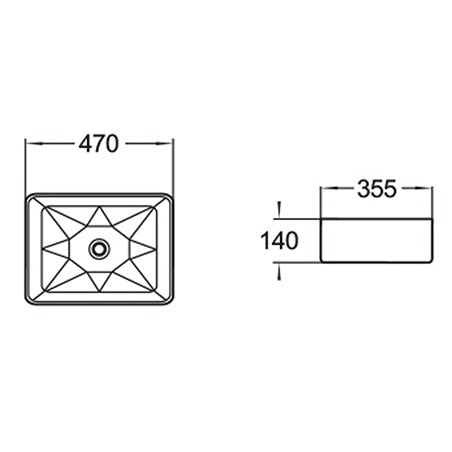BA560 — Above Counter Basin - Rectangular Design with Soft Edges