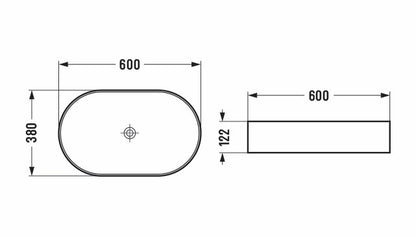 BA610 — Curved Rectangular Above Counter Basin - Gloss White/Matte White/Matte Black