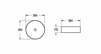 BA680 — Round Above Counter Basin - in 4 finishes: Gloss white, Matte White, Matte Black , Calacatta Design