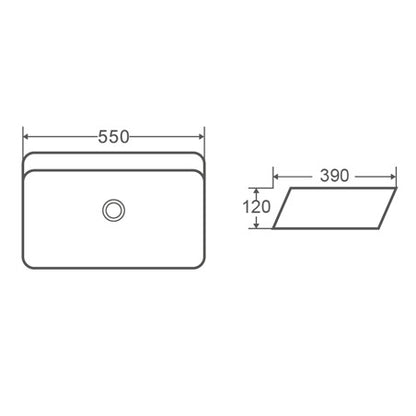BA720 — Rectangular Above Counter Basin with Soft Edges