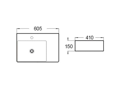 BA800LHB — Above Counter/Wall Hung Basin - Left or Right