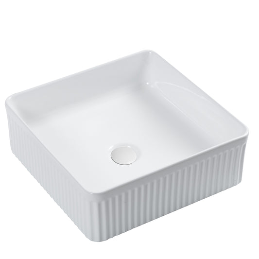 BA910 — Square Grooved Above Counter Basin - Gloss White, Matte White, Matte Black