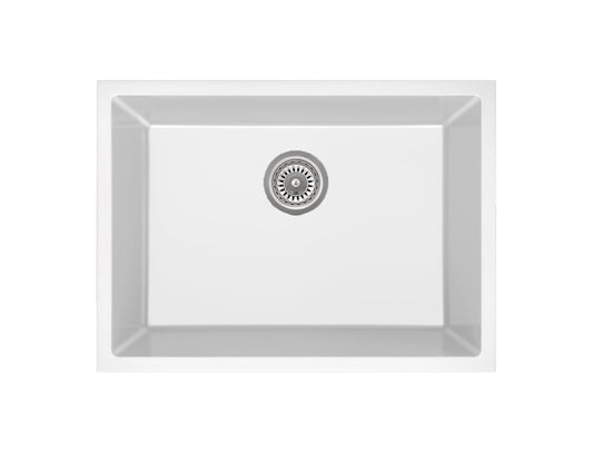Sierra Rectangle Composite Kitchen Sink in Matt White and Black