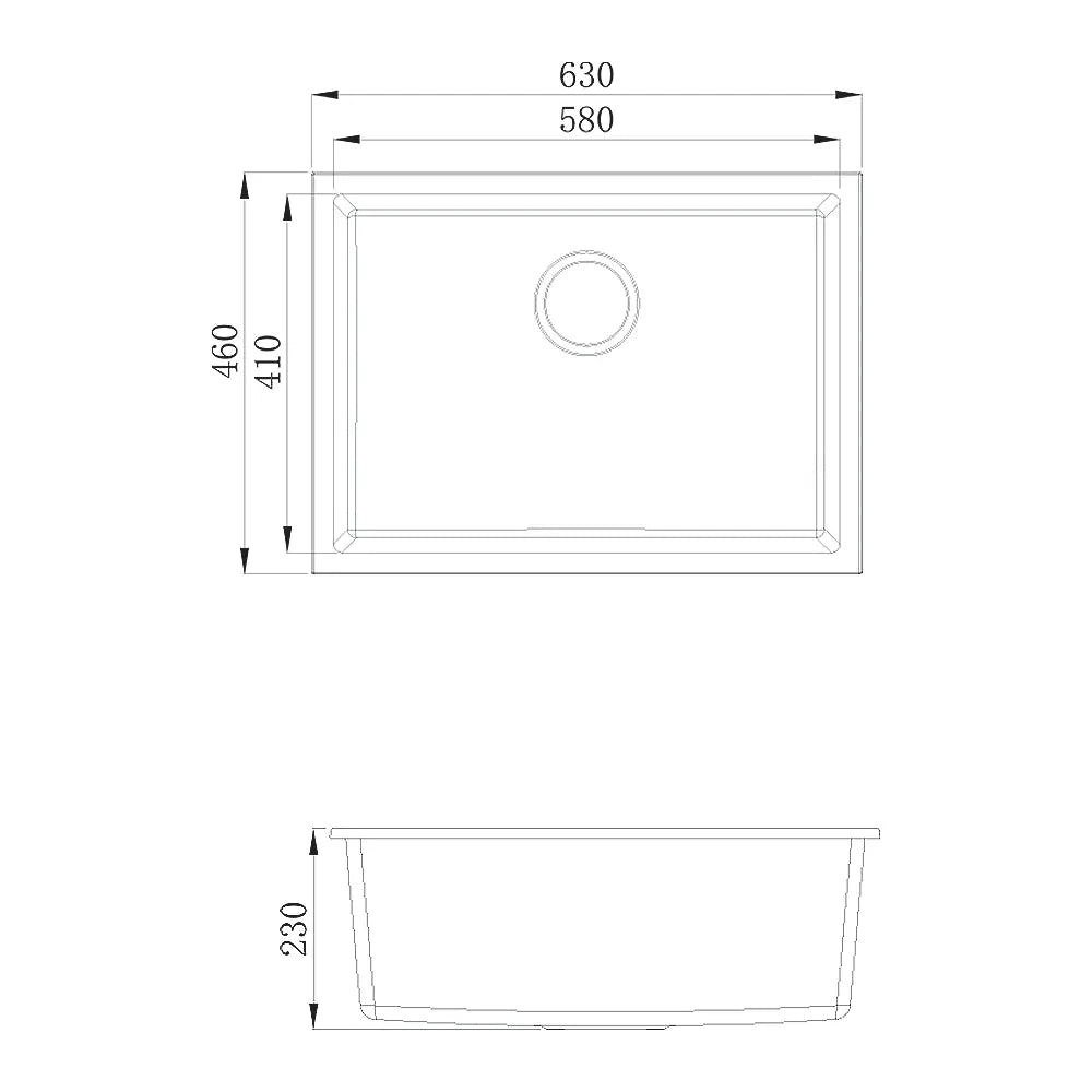 Sierra Rectangle Composite Kitchen Sink in Matt White and Black 