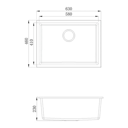 Sierra Rectangle Composite Kitchen Sink in Matt White and Black 