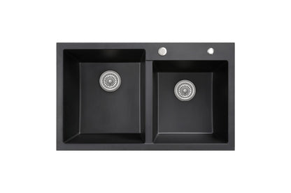 Sierra Double Bowl Composite Kitchen Sink in Matt White and Black