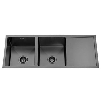 Atlas Double Bowl Handmade Gunmetal Black Kitchen Sink - 1114x440x250mm