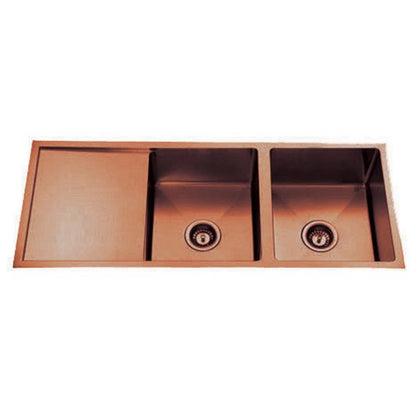 Atlas Double Bowl Handmade Copper Kitchen Sink - 1114x440x200mm