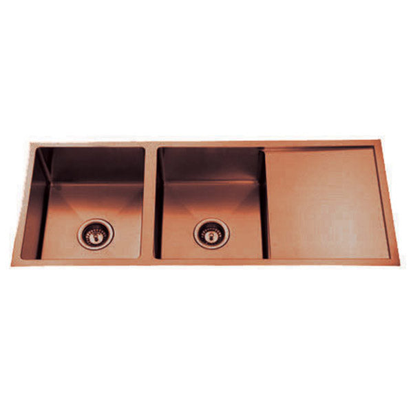Atlas Double Bowl Handmade Copper Kitchen Sink - 1114x440x200mm