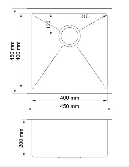 Atlas Single Bowl Handmade Copper Kitchen Sink - 450x450x200mm