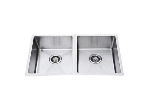 Atlas Double Bowl Handmade Chrome Kitchen Sink - 760x440x250mm